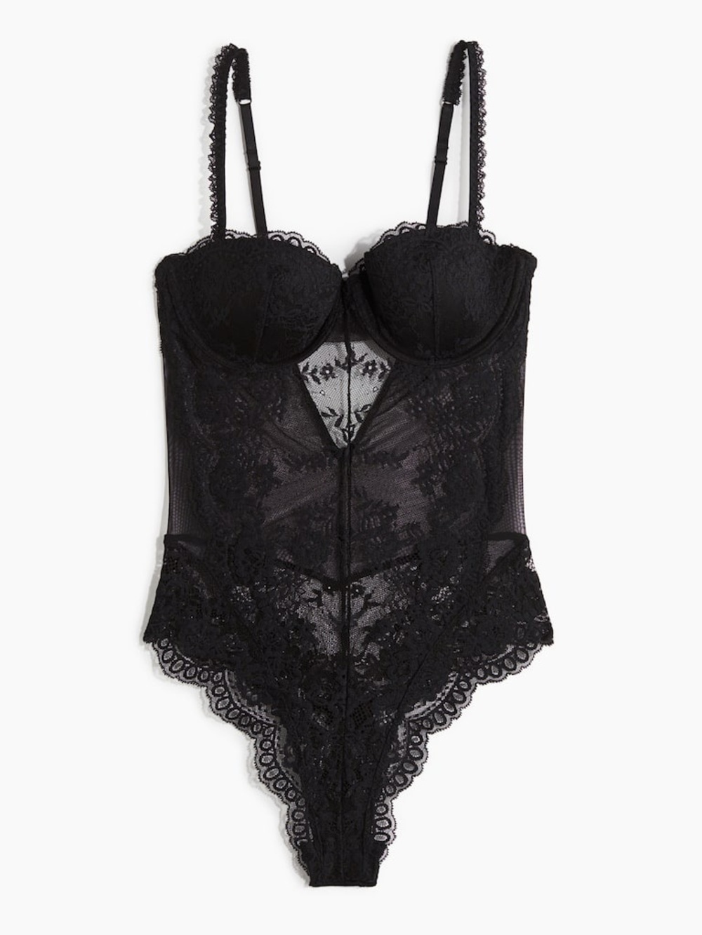 H&M Black Lace Bustier Bodysuit